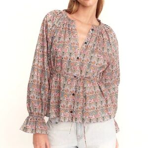 J. Crew Liberty Giorgia Duke Cotton Paisley Peasant Blouse